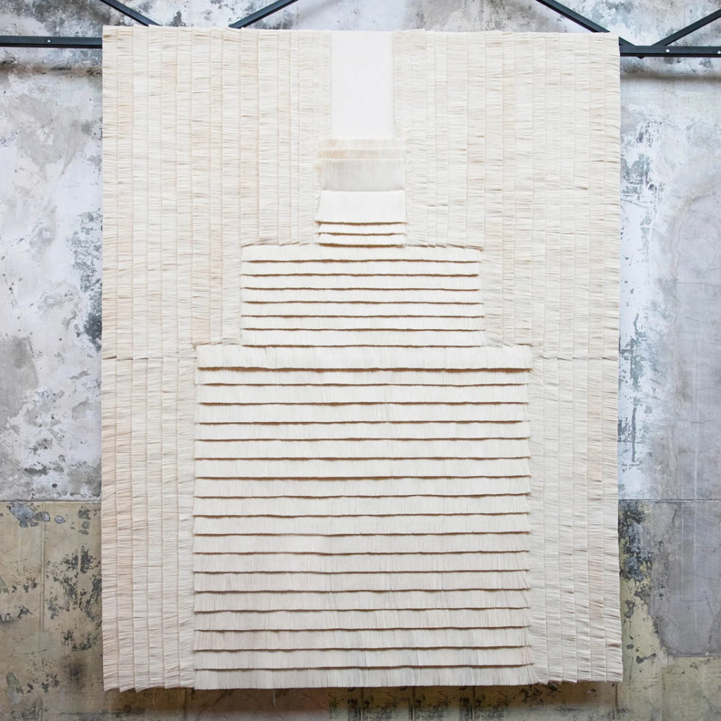 Большое Панно Абстракция белые нити Huipil Wall Hanging