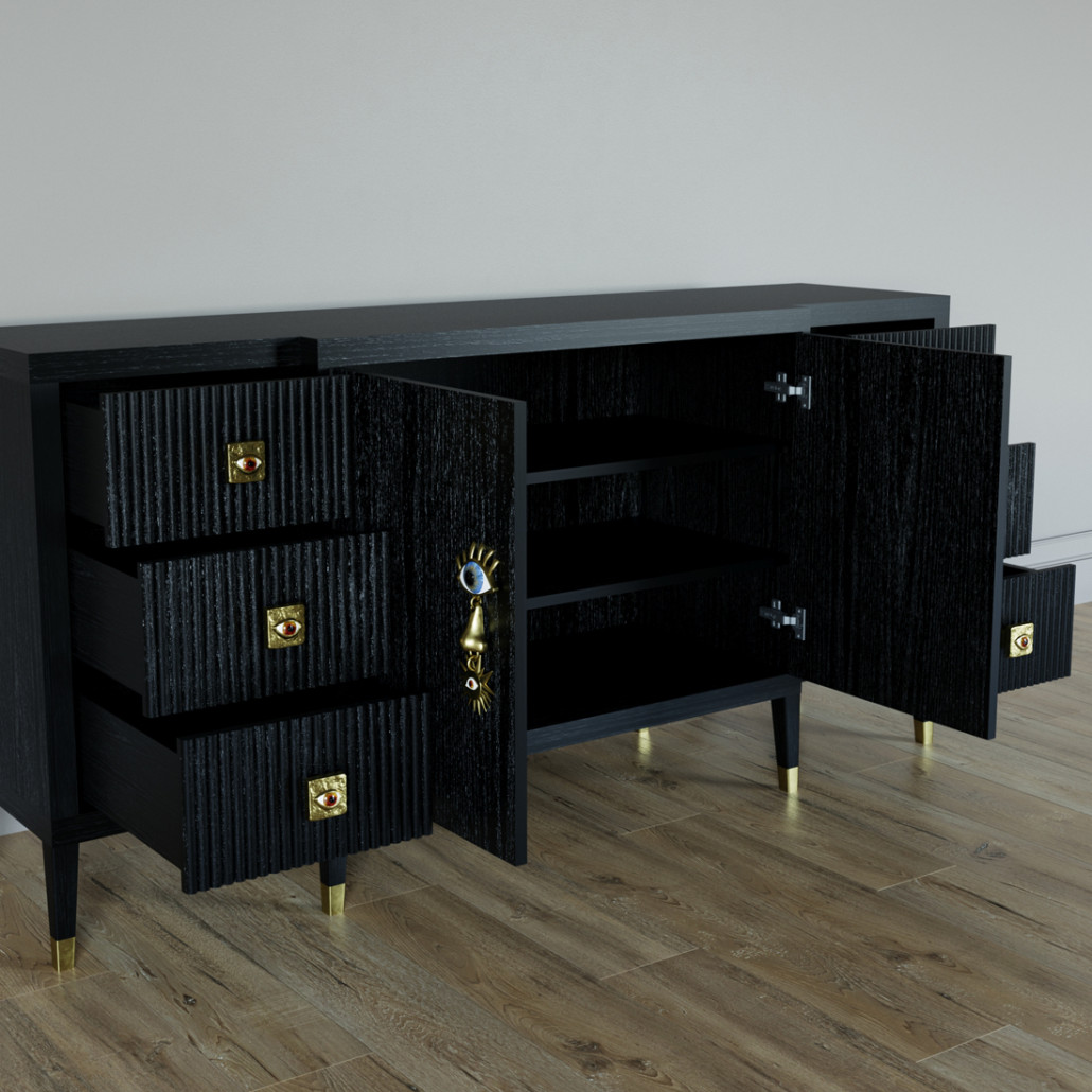 Большой Комод-буфет Elsa Dreams Black с ящиками