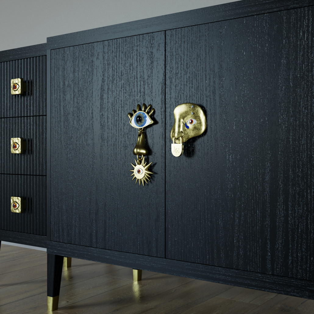 Большой Комод-буфет Elsa Dreams Black с ящиками