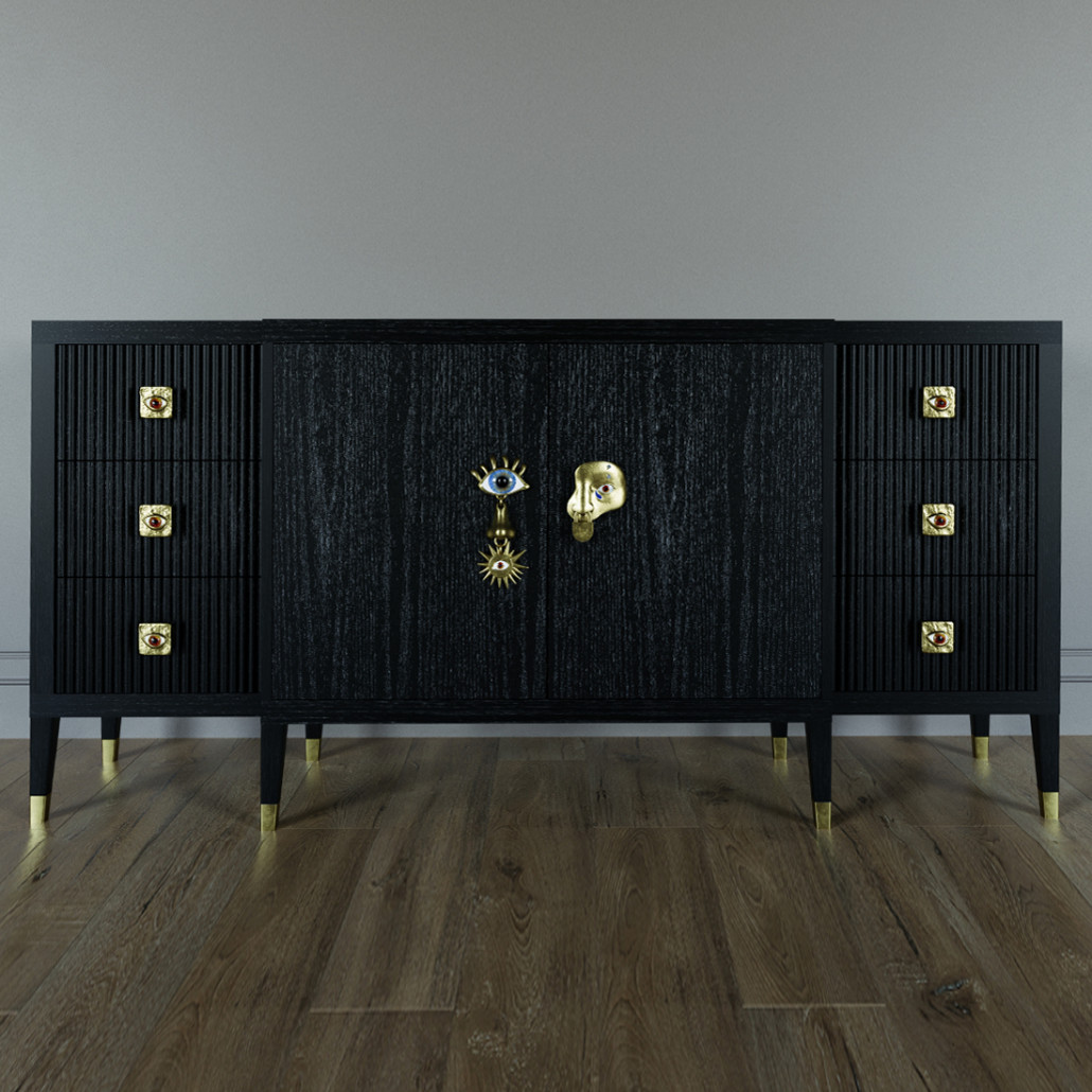 Большой Комод-буфет Elsa Dreams Black с ящиками