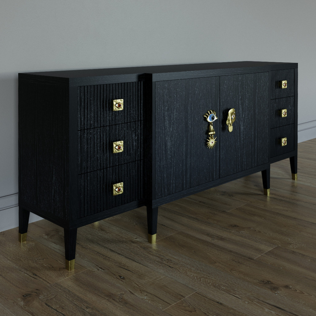 Большой Комод-буфет Elsa Dreams Black с ящиками