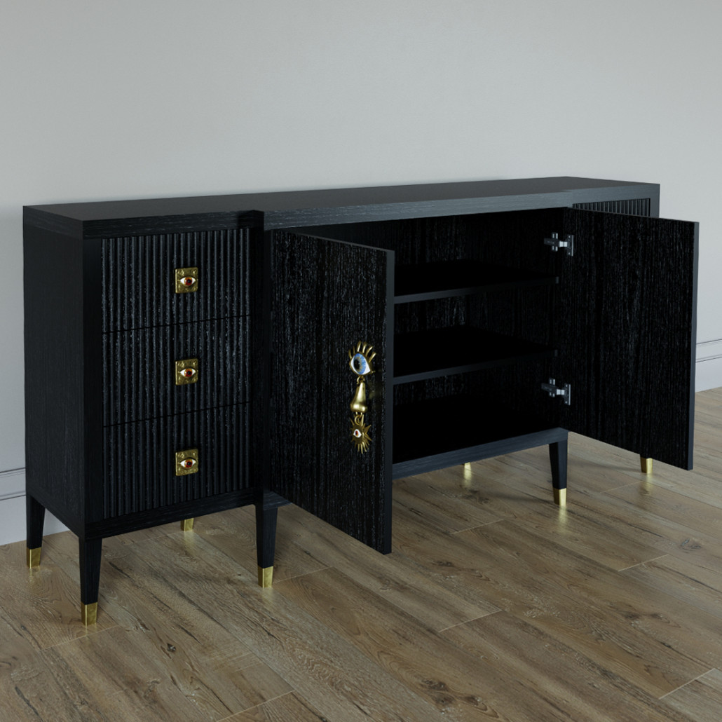 Большой Комод-буфет Elsa Dreams Black с ящиками