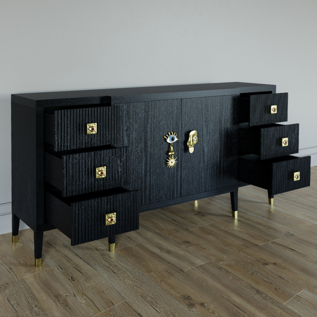 Большой Комод-буфет Elsa Dreams Black с ящиками