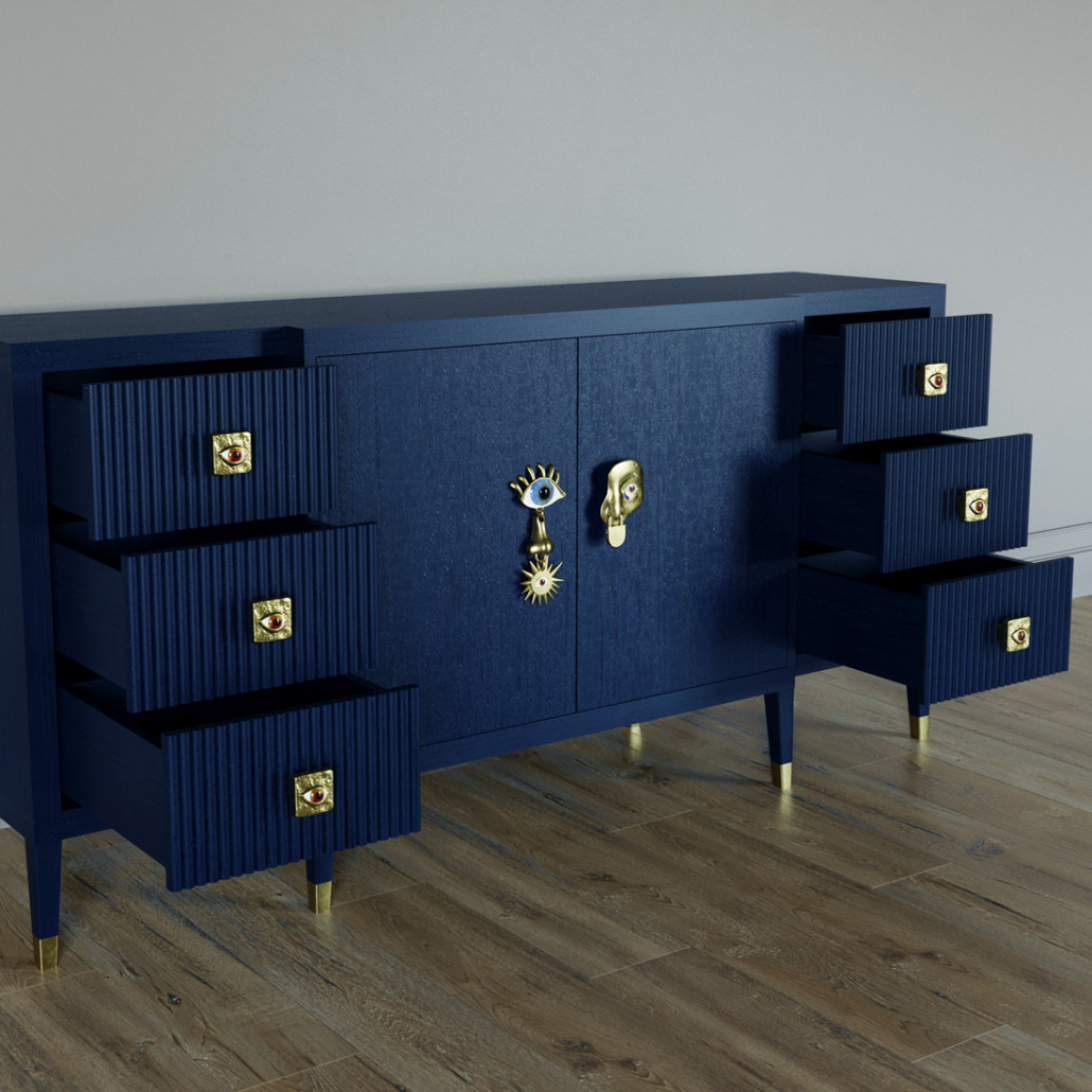 Большой Комод-буфет Elsa Dreams Blue с ящиками