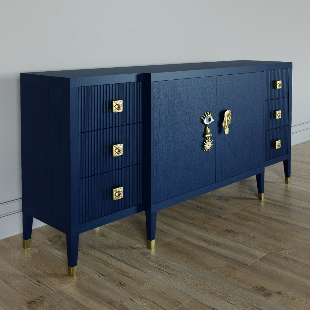 Большой Комод-буфет Elsa Dreams Blue с ящиками