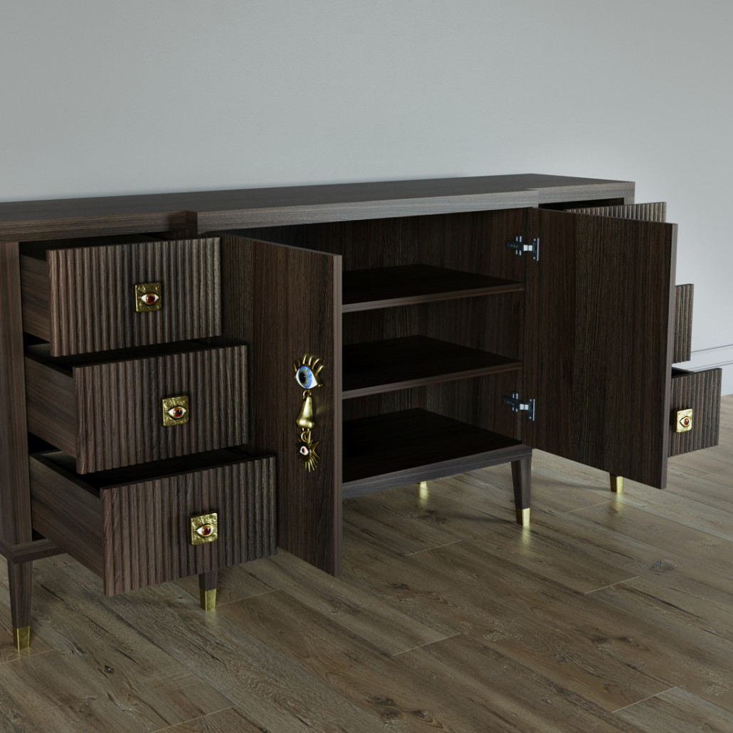 Большой Комод-буфет Elsa Dreams Walnut с ящиками