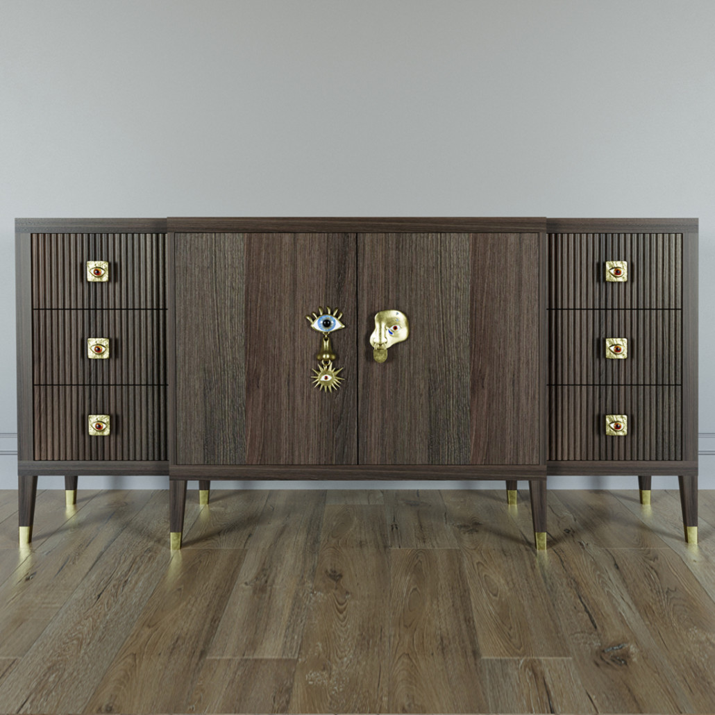 Большой Комод-буфет Elsa Dreams Walnut с ящиками