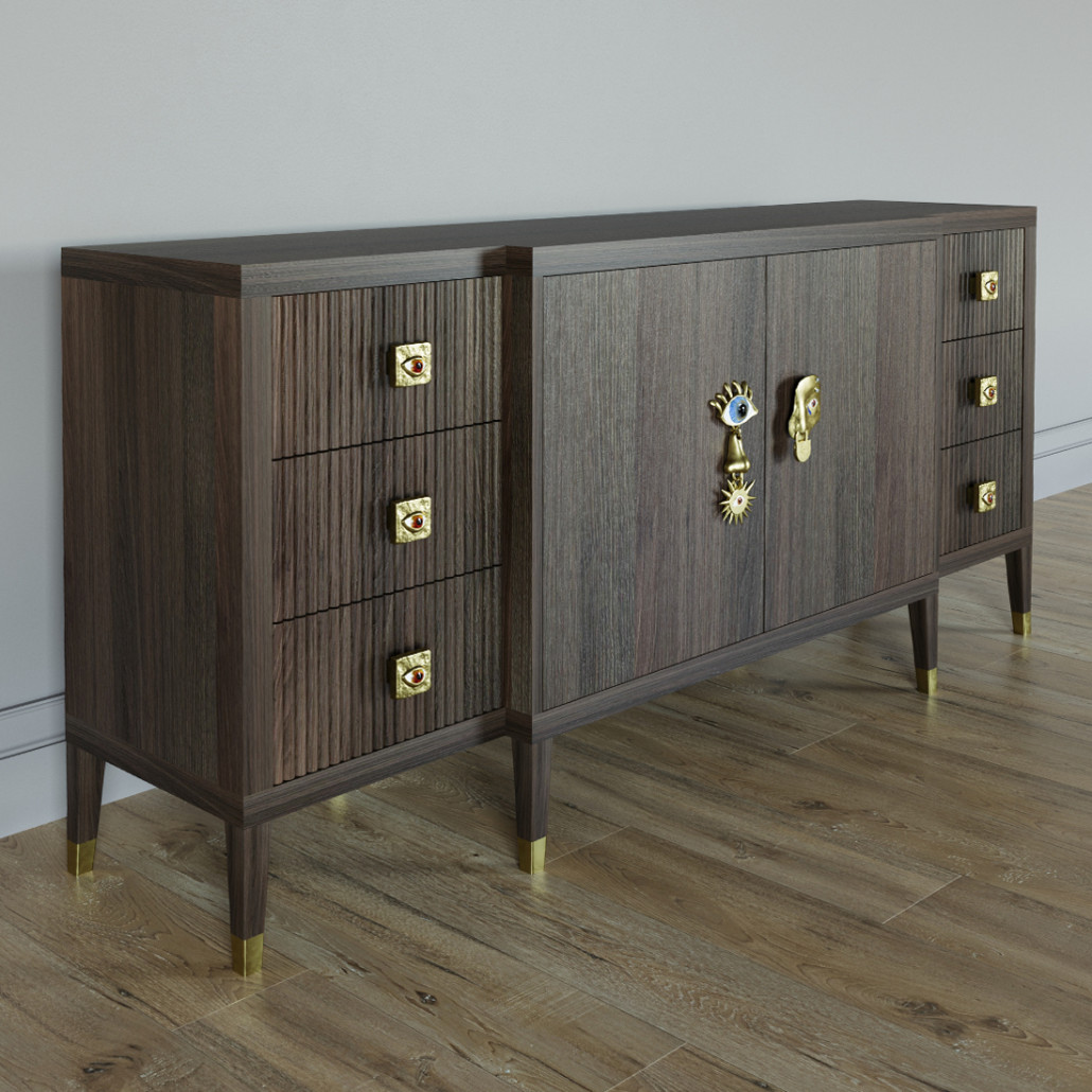 Большой Комод-буфет Elsa Dreams Walnut с ящиками