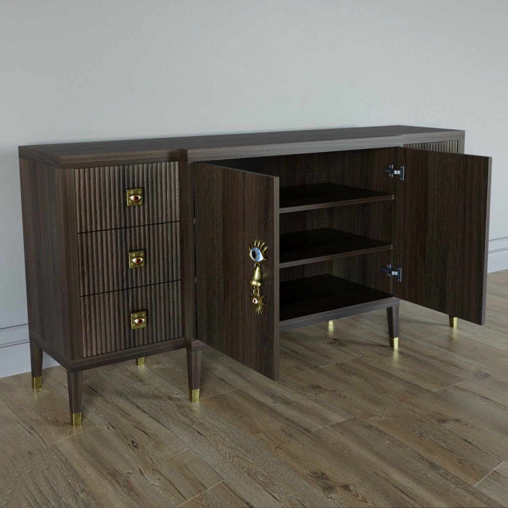 Большой Комод-буфет Elsa Dreams Walnut с ящиками