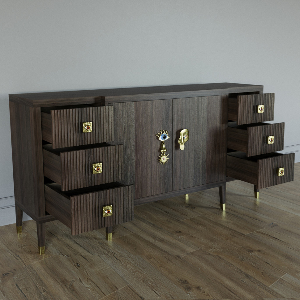 Большой Комод-буфет Elsa Dreams Walnut с ящиками