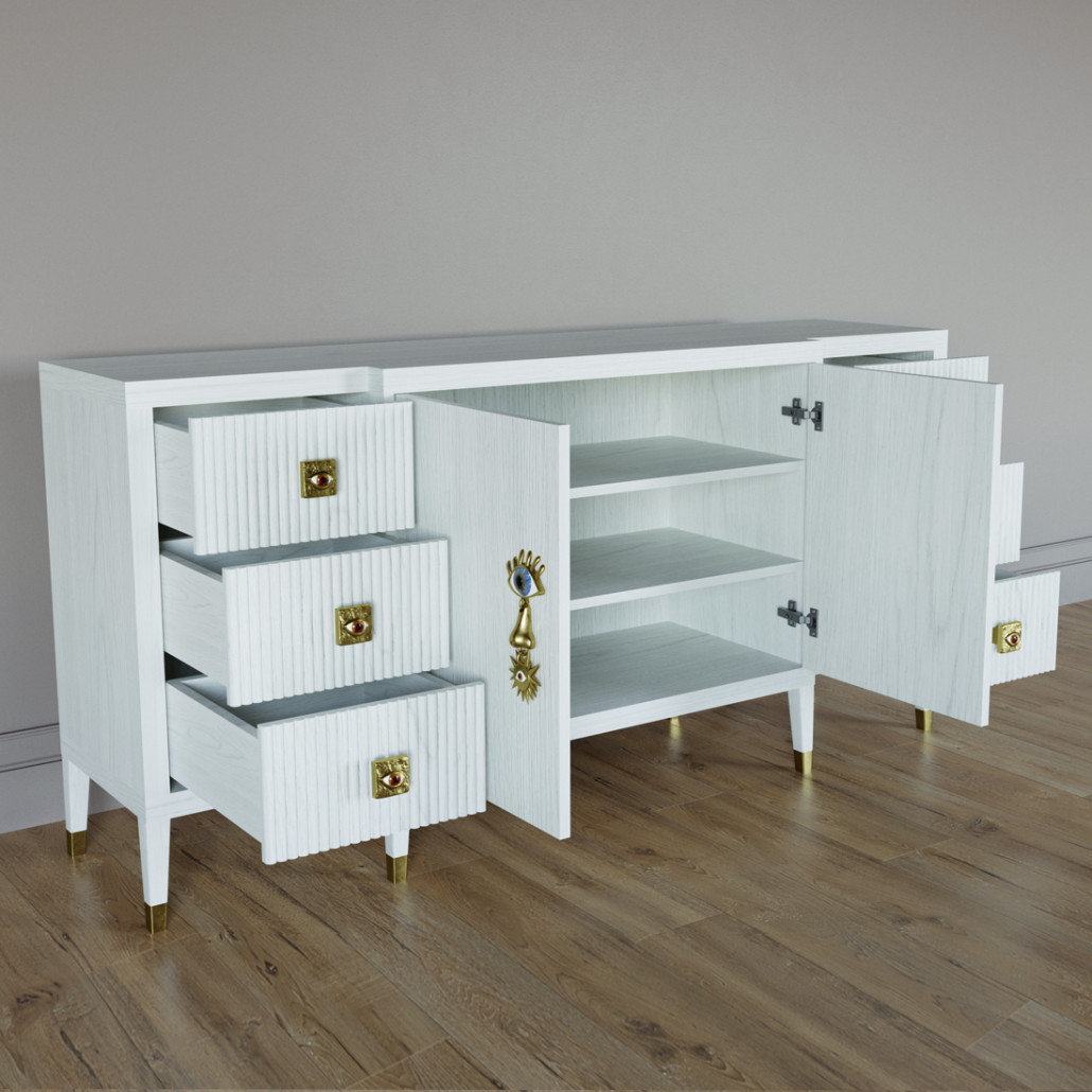 Большой Комод-буфет Elsa Dreams White с ящиками