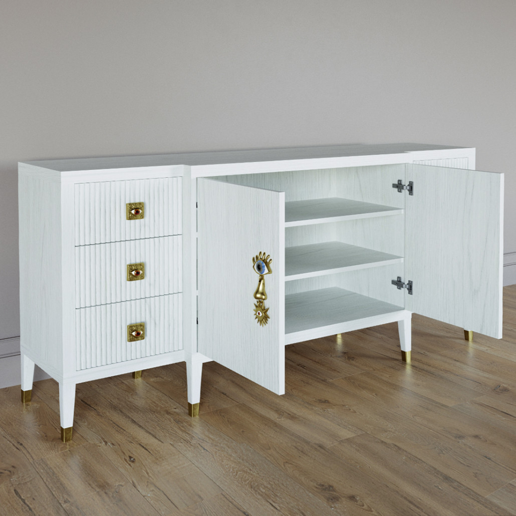 Большой Комод-буфет Elsa Dreams White с ящиками