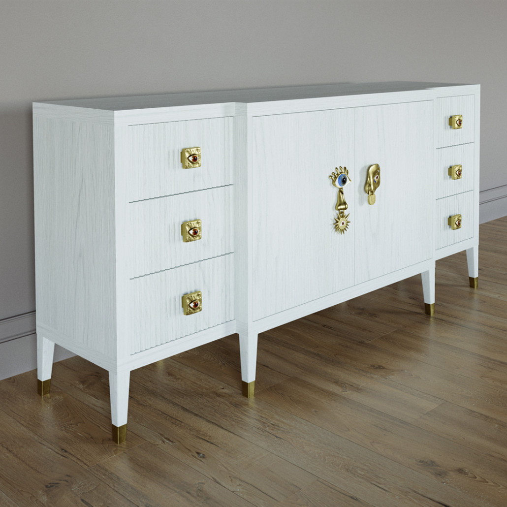 Большой Комод-буфет Elsa Dreams White с ящиками