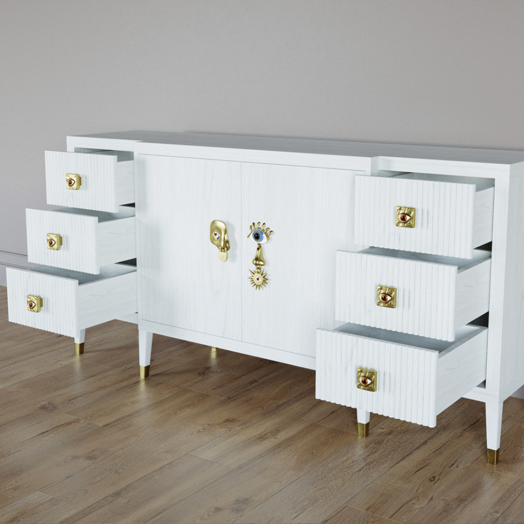 Большой Комод-буфет Elsa Dreams White с ящиками