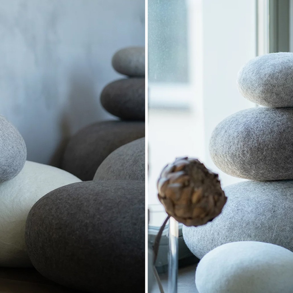 Большой Набор из 10-ти Камней-Пуфов KATSU "SOLID ROCKS" из Шерсти