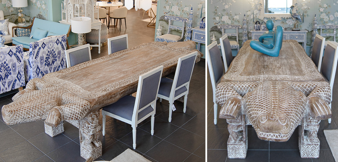 Большой обеденный стол Crocodile dining table ручная работа