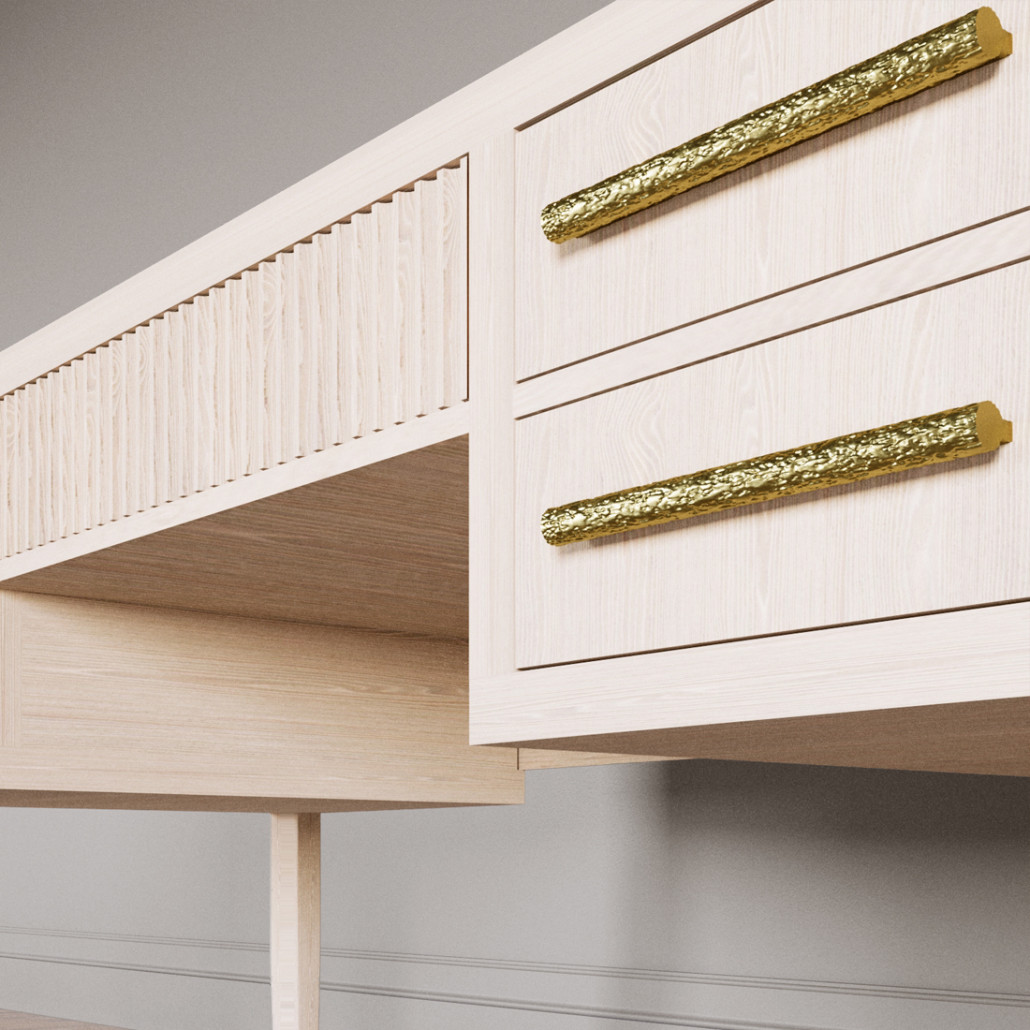 Большой Рабочий стол Primo с 5 выдвижными ящиками Светлый дуб