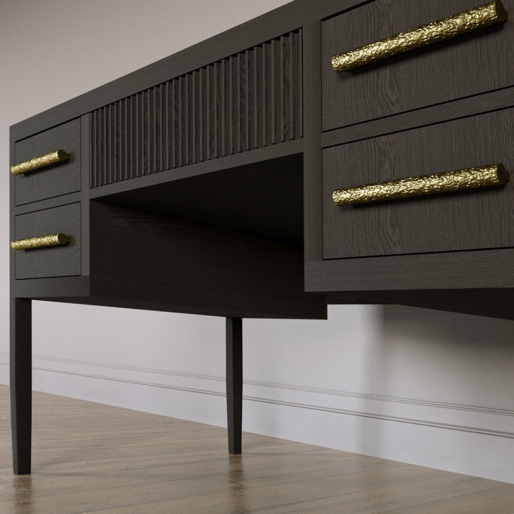 Большой Рабочий стол Primo с 5 выдвижными ящиками Темный орех