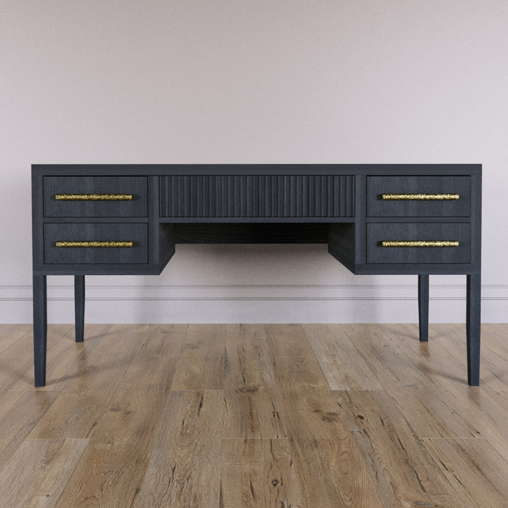 Большой Рабочий стол Primo с 5 выдвижными ящиками Черный дуб