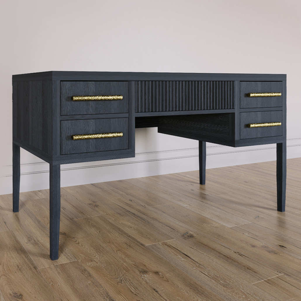 Большой Рабочий стол Primo с 5 выдвижными ящиками Черный дуб