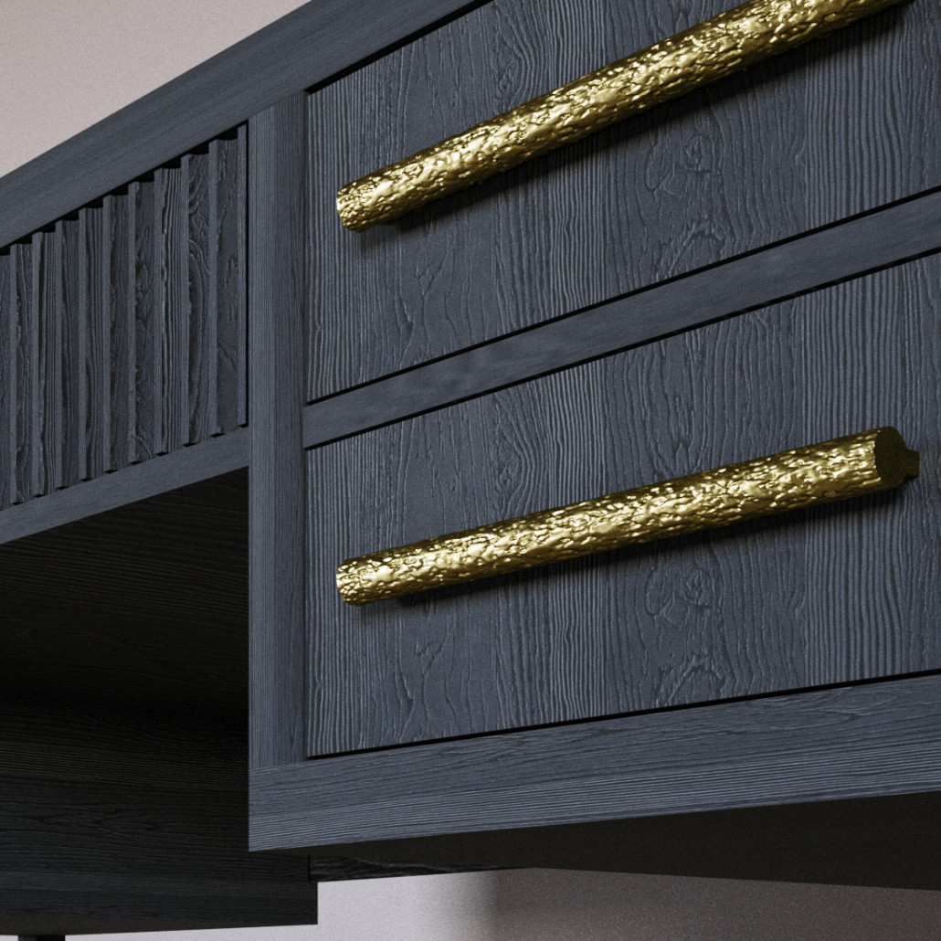 Большой Рабочий стол Primo с 5 выдвижными ящиками Черный дуб