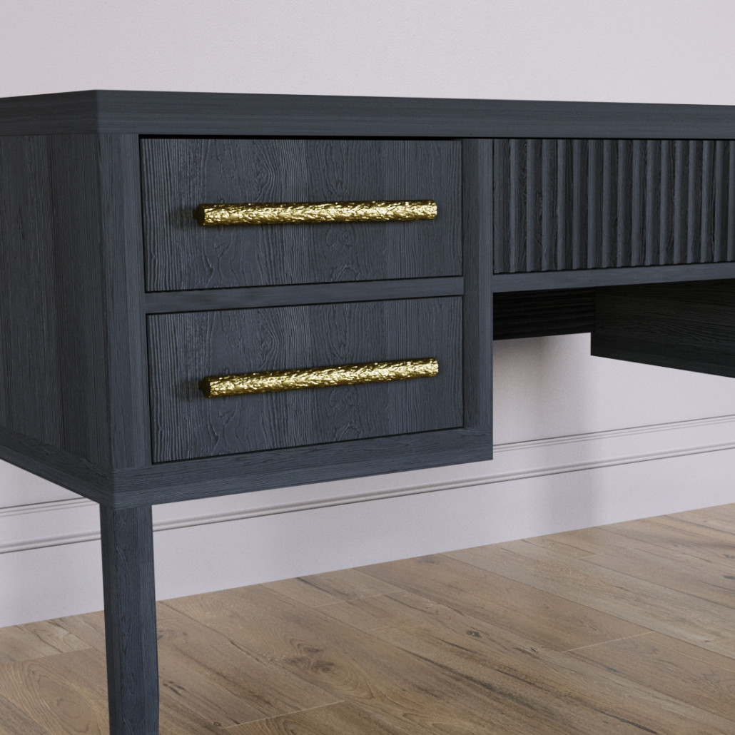 Большой Рабочий стол Primo с 5 выдвижными ящиками Черный дуб