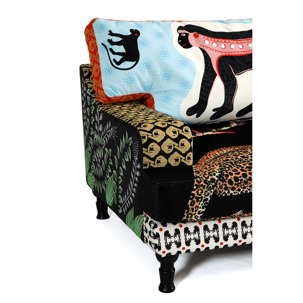 Большой Трехместный Диван с цветным принтом Qalakabusha Large Sofa