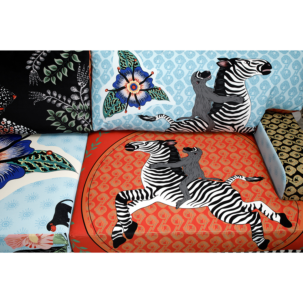 Большой Трехместный Диван с цветным принтом Qalakabusha Large Sofa