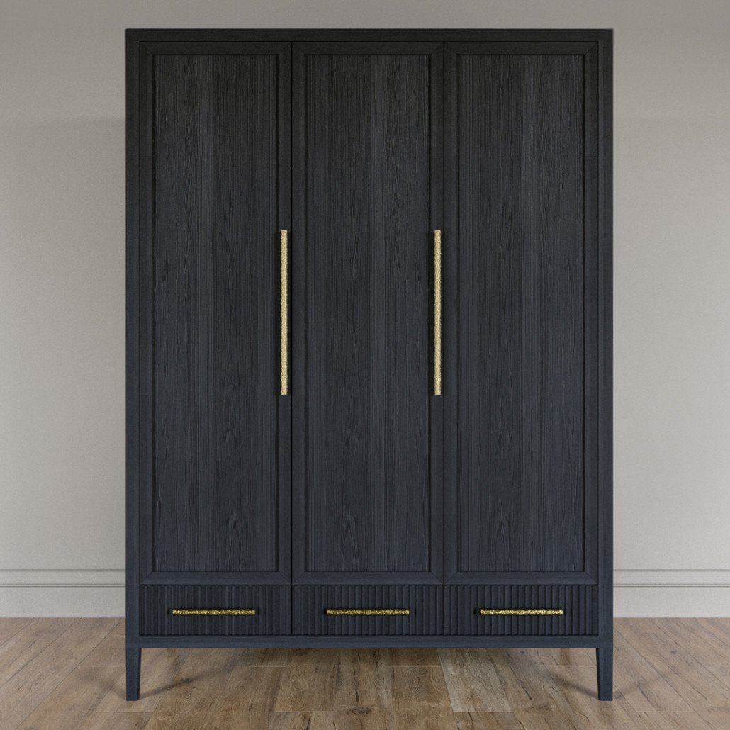 Большой Шкаф Primo Черный дуб с 3 дверьми и 3 выдвижными ящиками