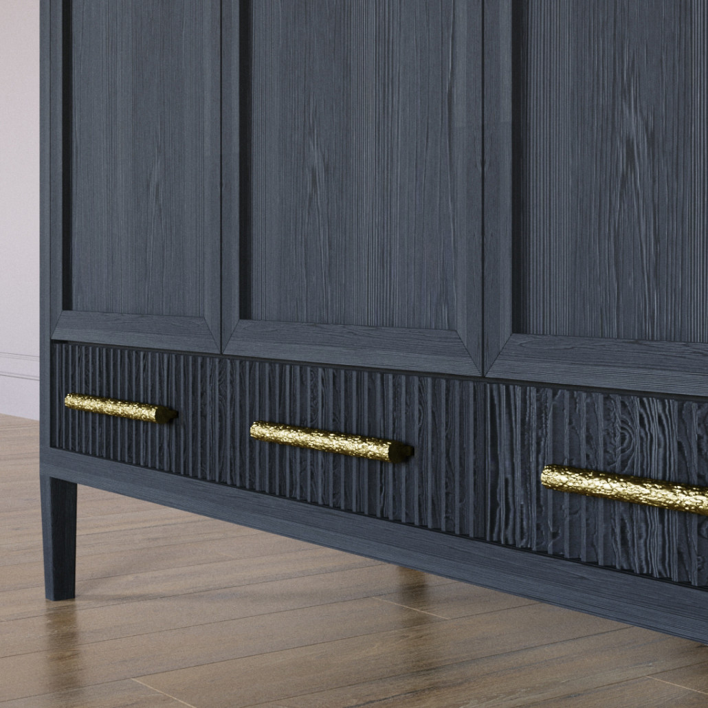 Большой Шкаф Primo Черный дуб с 3 дверьми и 3 выдвижными ящиками