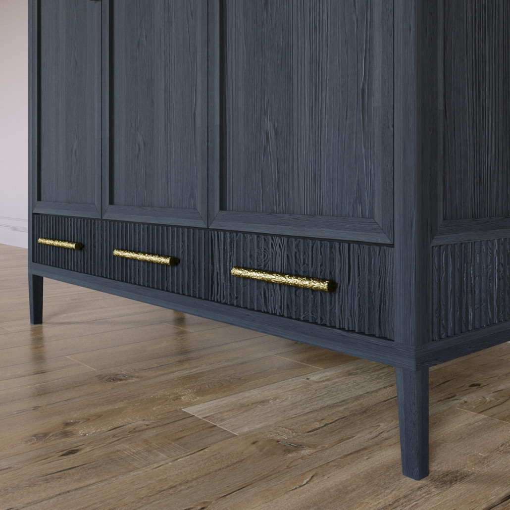 Большой Шкаф Primo Черный дуб с 3 дверьми и 3 выдвижными ящиками