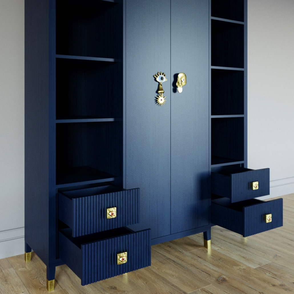 Большой шкаф с витриной Elsa Dreams Blue