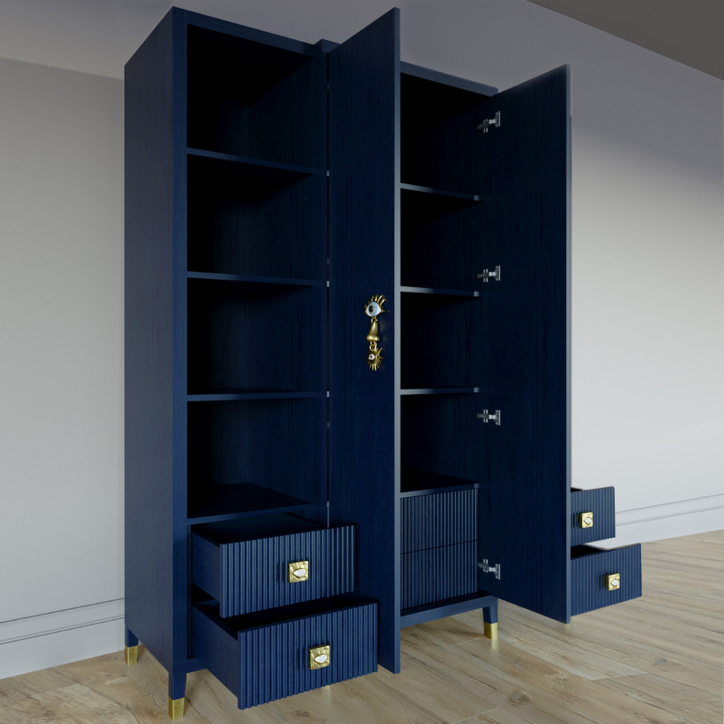 Большой шкаф с витриной Elsa Dreams Blue