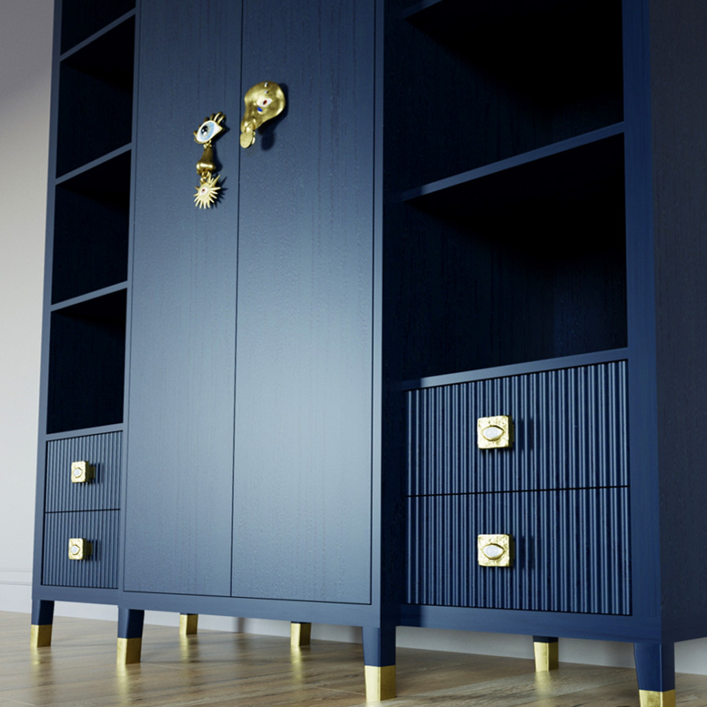 Большой шкаф с витриной Elsa Dreams Blue