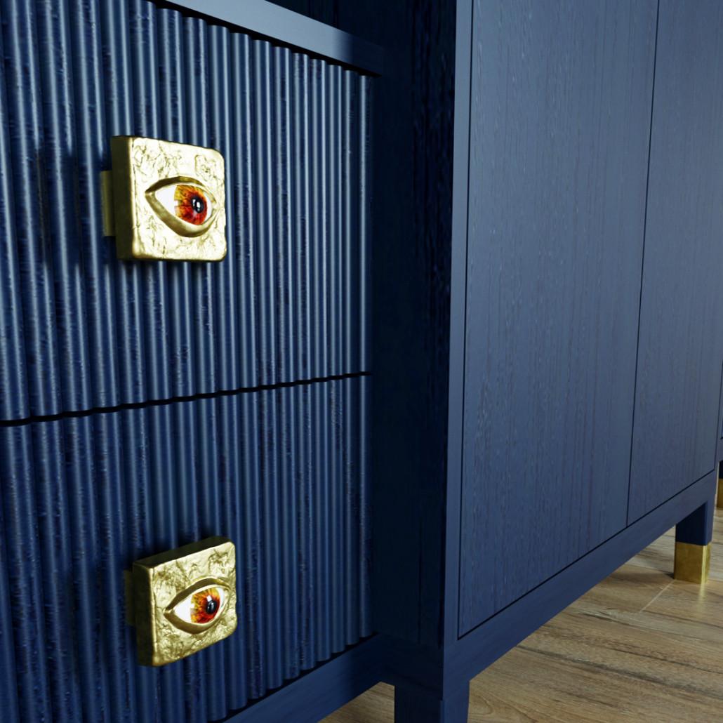 Большой шкаф с витриной Elsa Dreams Blue