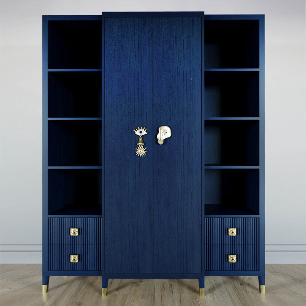 Большой шкаф с витриной Elsa Dreams Blue