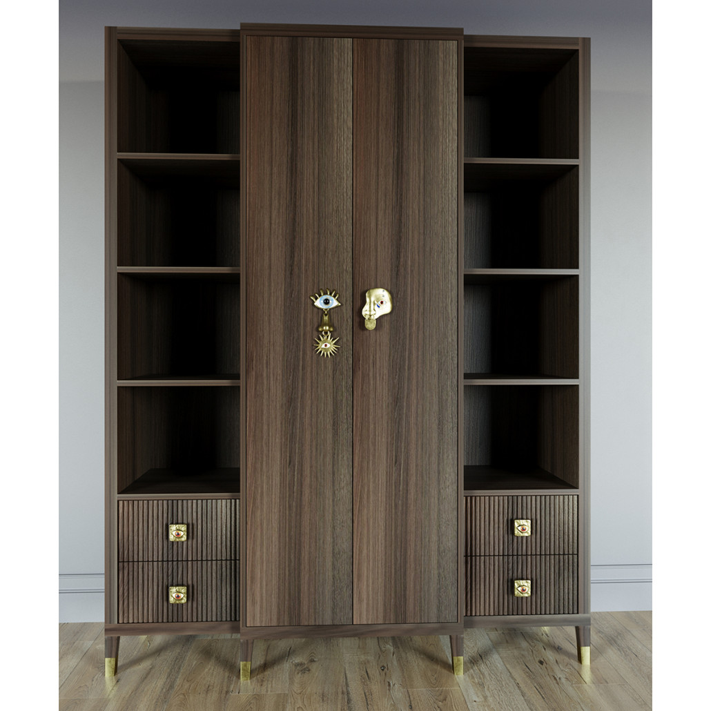 Большой шкаф с витриной Elsa Dreams Walnut