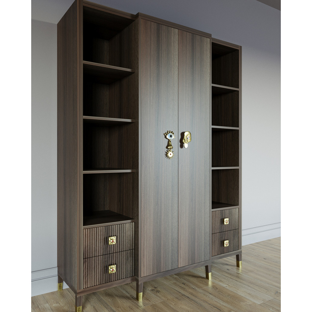 Большой шкаф с витриной Elsa Dreams Walnut