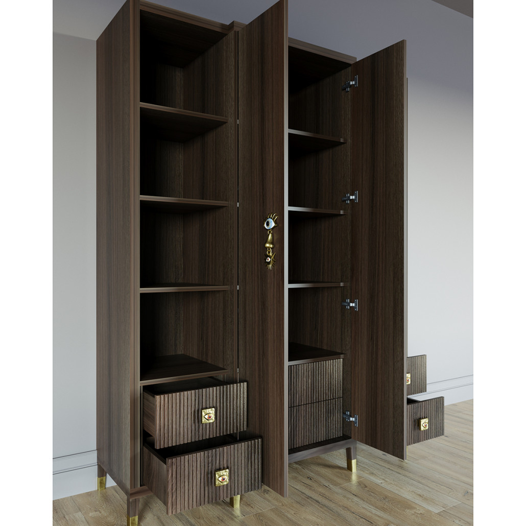 Большой шкаф с витриной Elsa Dreams Walnut