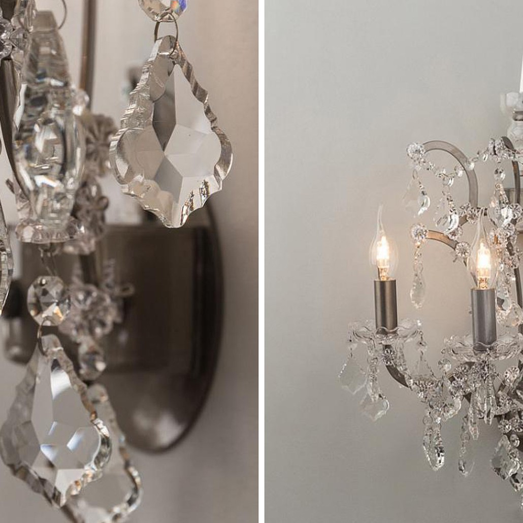 Бра 19th c. Rococo IRON & CLEAR CRYSTAL Brown Wall Lamp