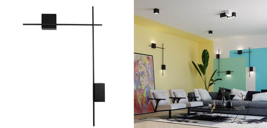 Бра Blocks Wall Light Black Angle