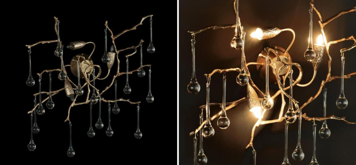 Бра Crystal Drops Gold 3 лампы