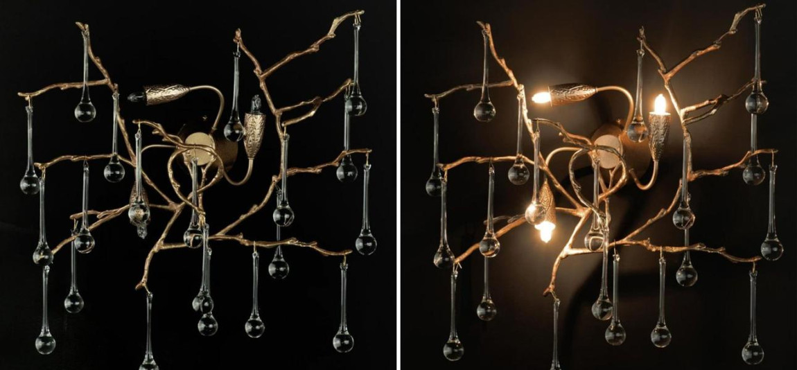 Бра Crystal Drops Gold 3 лампы