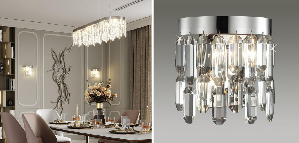 Бра Crystal Polyhedrons Wall Lamp Chrome