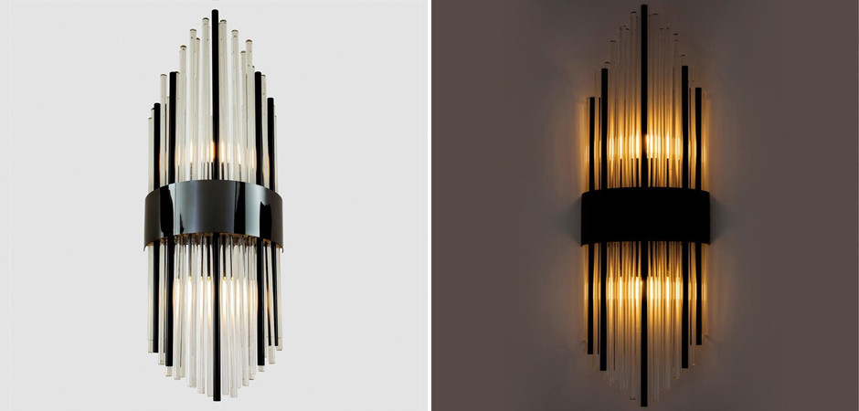 Бра Flutes с Черным металлом