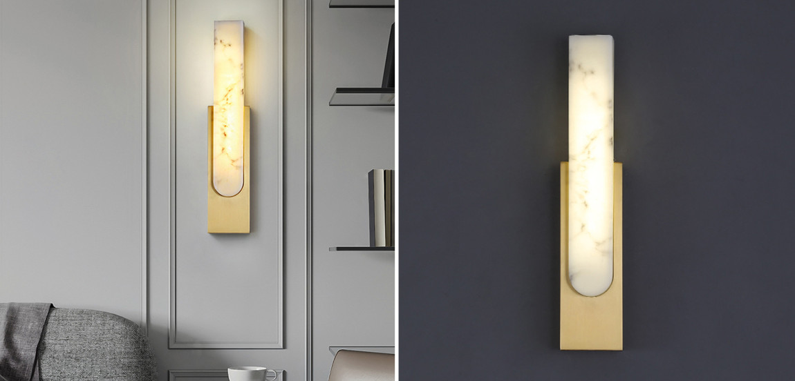 Бра MIRCA светильник с имитацией мрамора Латунь