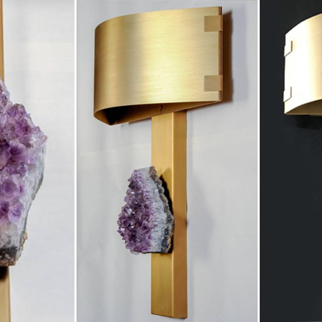 Бра Natural Amethyst and Curved Shades Wall Lamp