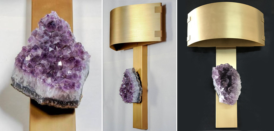 Бра Natural Amethyst and Curved Shades Wall Lamp