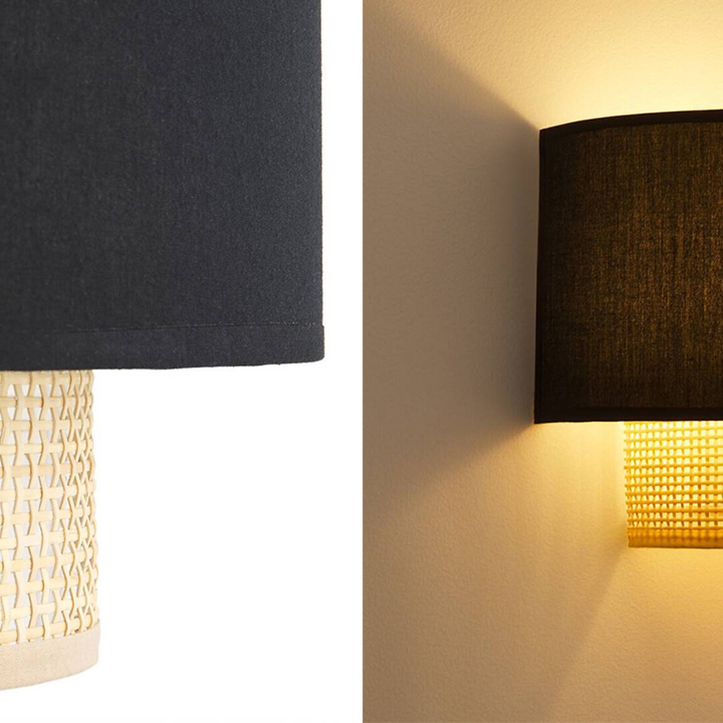Бра Ottar Wicker Black lampshade