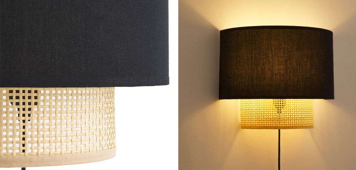 Бра Ottar Wicker Black lampshade